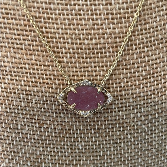 Stella & Dot Gold and Pink Minimalist Necklace - Picture 3 of 6